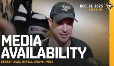Crosby, Rust, Rakell, Silovs, Muse Media Availability (12.21.25) | Pittsburgh Penguins