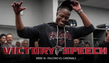 Raheem Morris gives out game balls during postgame locker room speech | Falcons vs. Cardinals