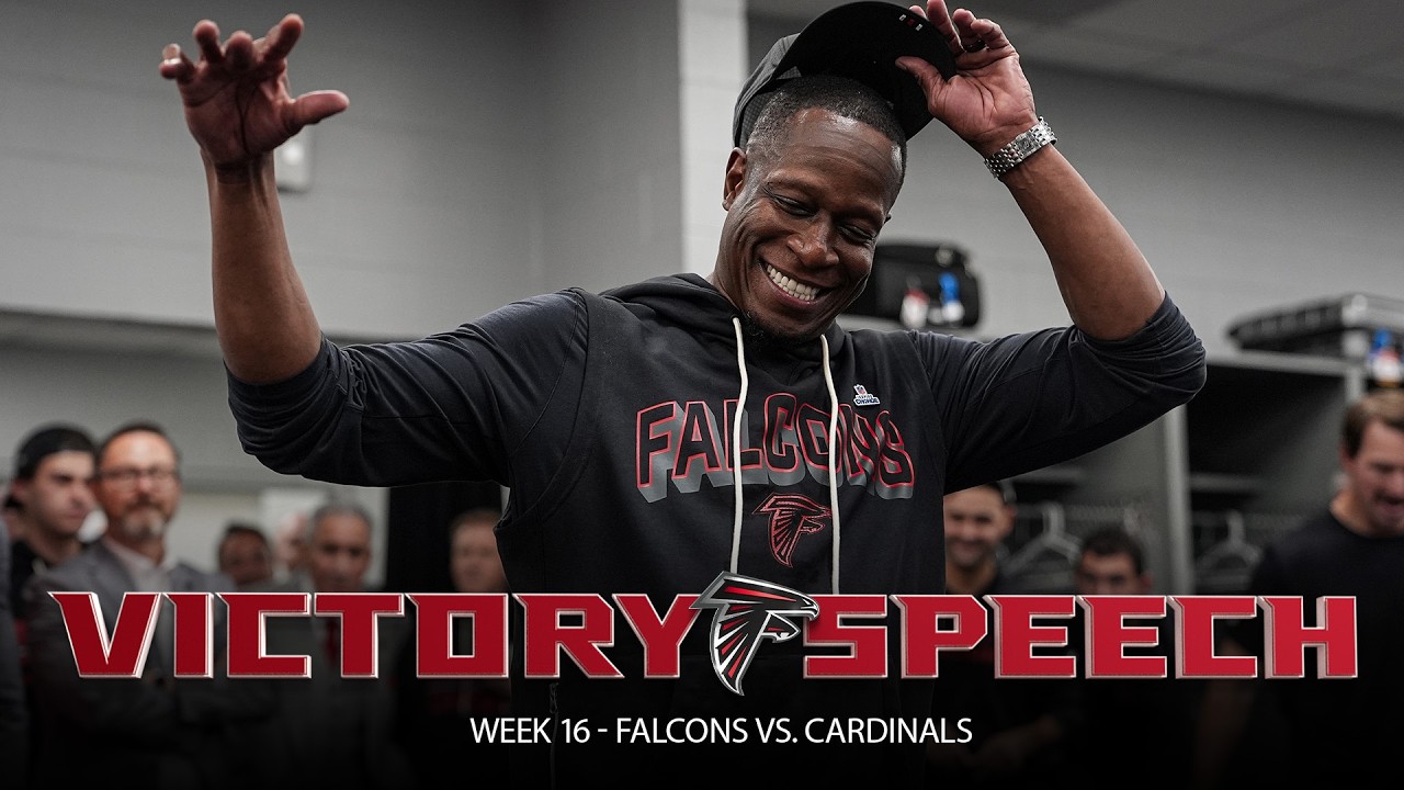 Raheem Morris gives out game balls during postgame locker room speech | Falcons vs. Cardinals