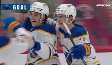 Peyton Krebs scores a goal against the New Jersey Devils