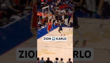 Zion with a crazy half court alley-oop pass to Karlo