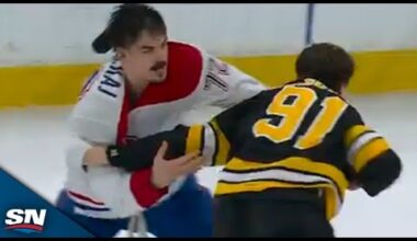 Canadiens' Arber Xhekaj And Bruins' Nikita Zadorov Square Off In Spirited Heavyweight Tilt
