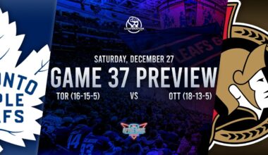 Toronto Maple Leafs vs Ottawa Senators Game 37 Preview: Lineups, Goaltenders, & Best Bets