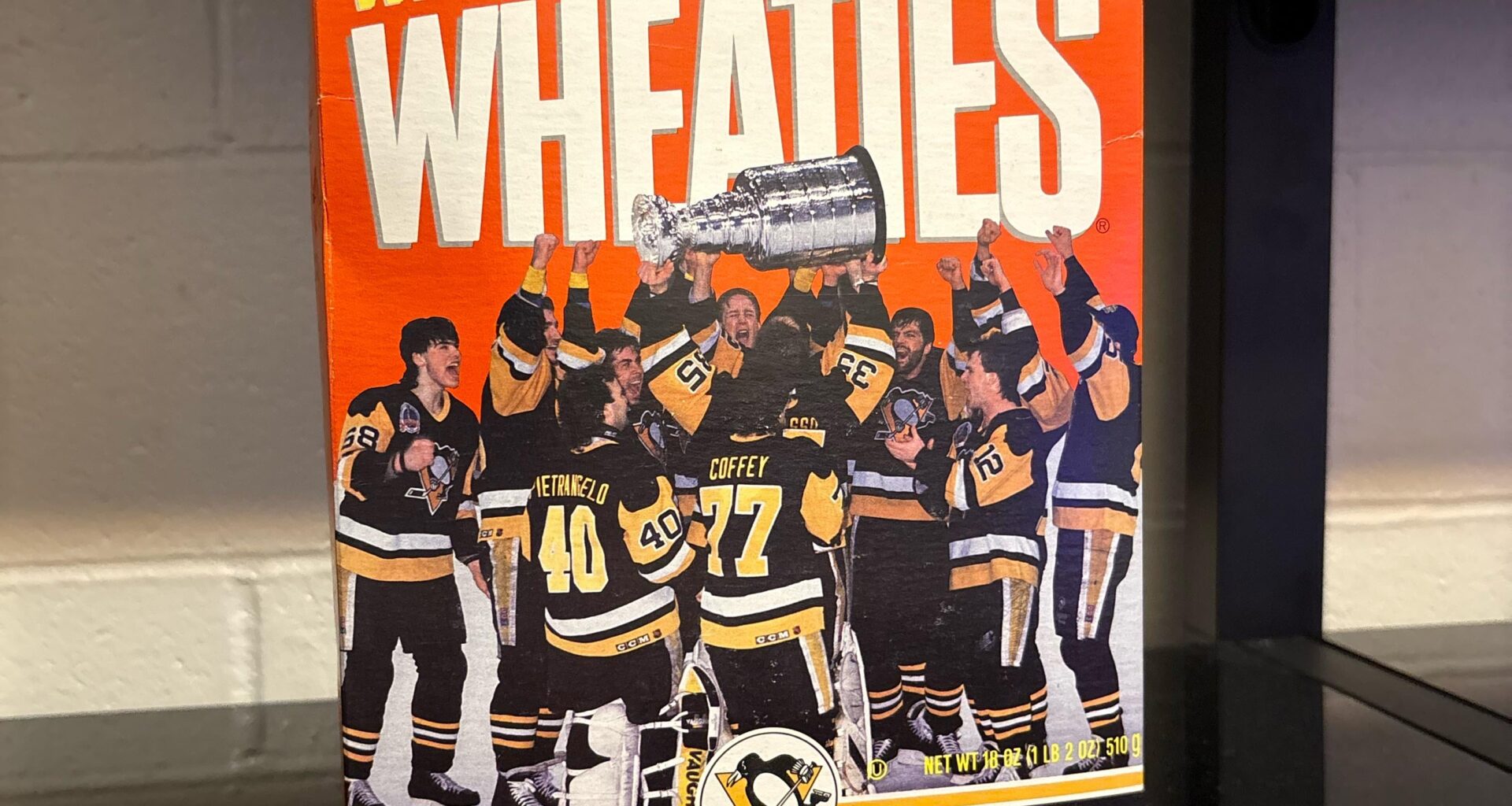 An un-opened box of Wheaties from the 1991 cup