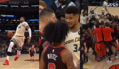 Giannis Antetokounmpo windmill dunk at end of game had Bulls heated 😳