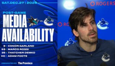Garland, Rossi, Demko & Adam Foote Post-Game Media | Canucks vs. Sharks (Dec 27, 2025)