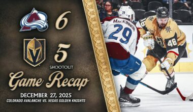 HIGHLIGHTS | Colorado Avalanche 6, Vegas Golden Knights 5, SO | Dec. 27, 2025