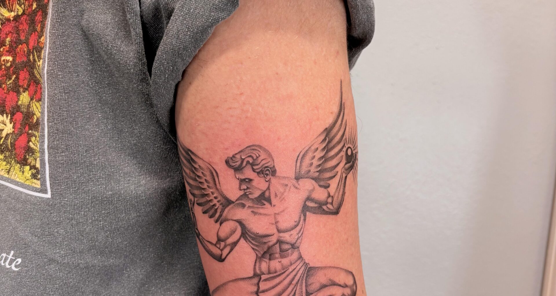 Spirit of Detroit with an ode to the Red Wings