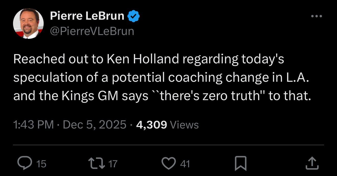 No truth to the Peter DeBoer rumor that circled earlier today.