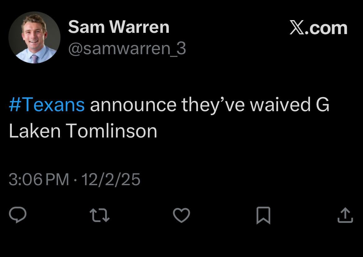 Tomlinson was waived