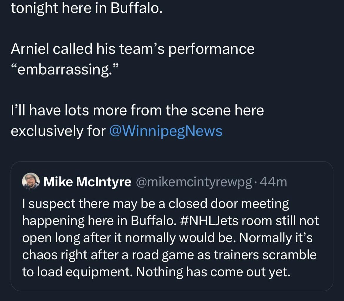 The loss to the Sabres appears to have given the Jets an existential crisis