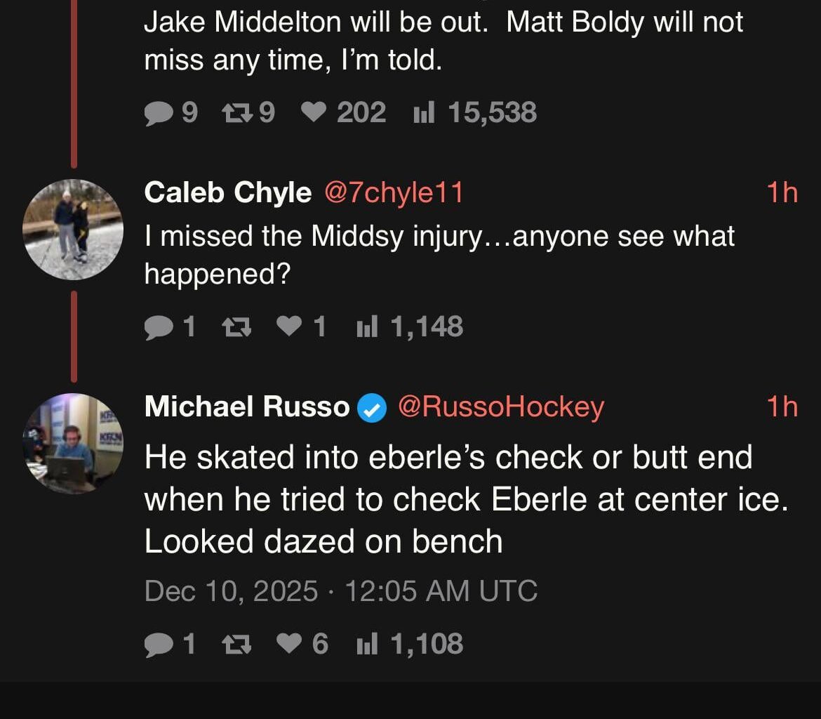 Zuccarello and Middleton out indefinitely, Boldy go to go.
