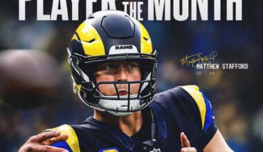 Matthew Stafford has been named the November NFC Offensive Player of the Month