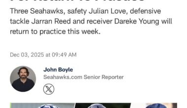 Julian Love, Jarran Reed, Dareke Young have been taken OFF IR and have returned to practice!!!