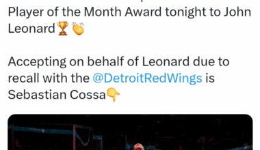 Not only does Leonard have 2 goals and 3 points in his 4 Red Wings games played this season, but he was also presented with his November AHL Player of the Month Award yesterday. Congratulations John!!