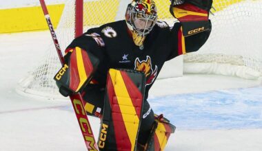 While wearing the blasty jersey this season, Dustin Wolf holds a .981 save percentage and 0.5 GAA!