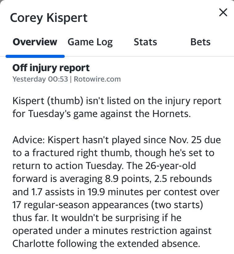Kispert is back