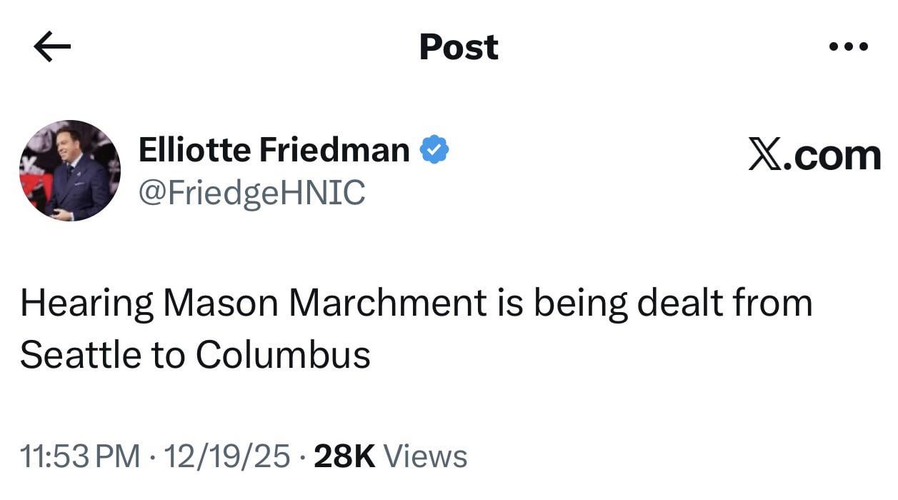 [Friedman] Hearing Mason Marchment is being dealt from Seattle to Columbus