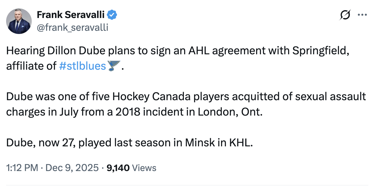 Dillon Dube to Springfield?