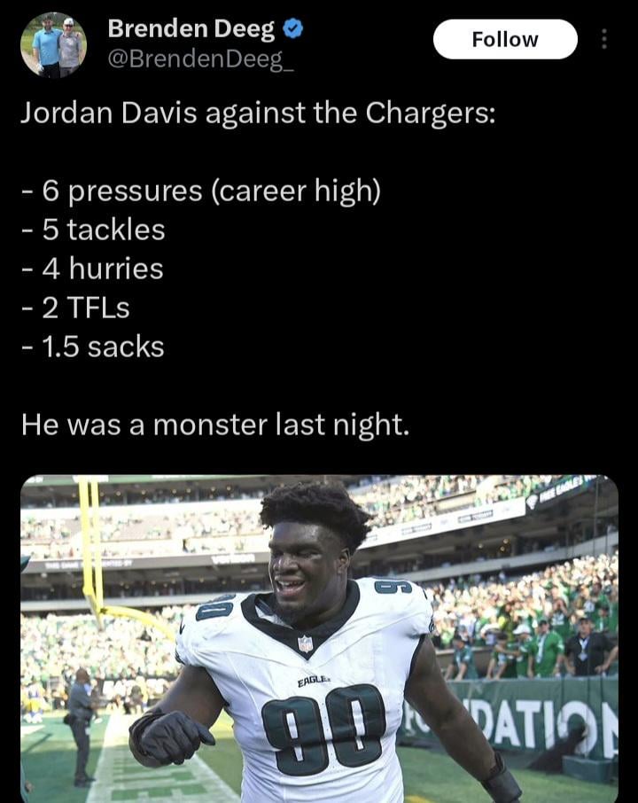 Jordan Davis was a beast vs the Chargers
