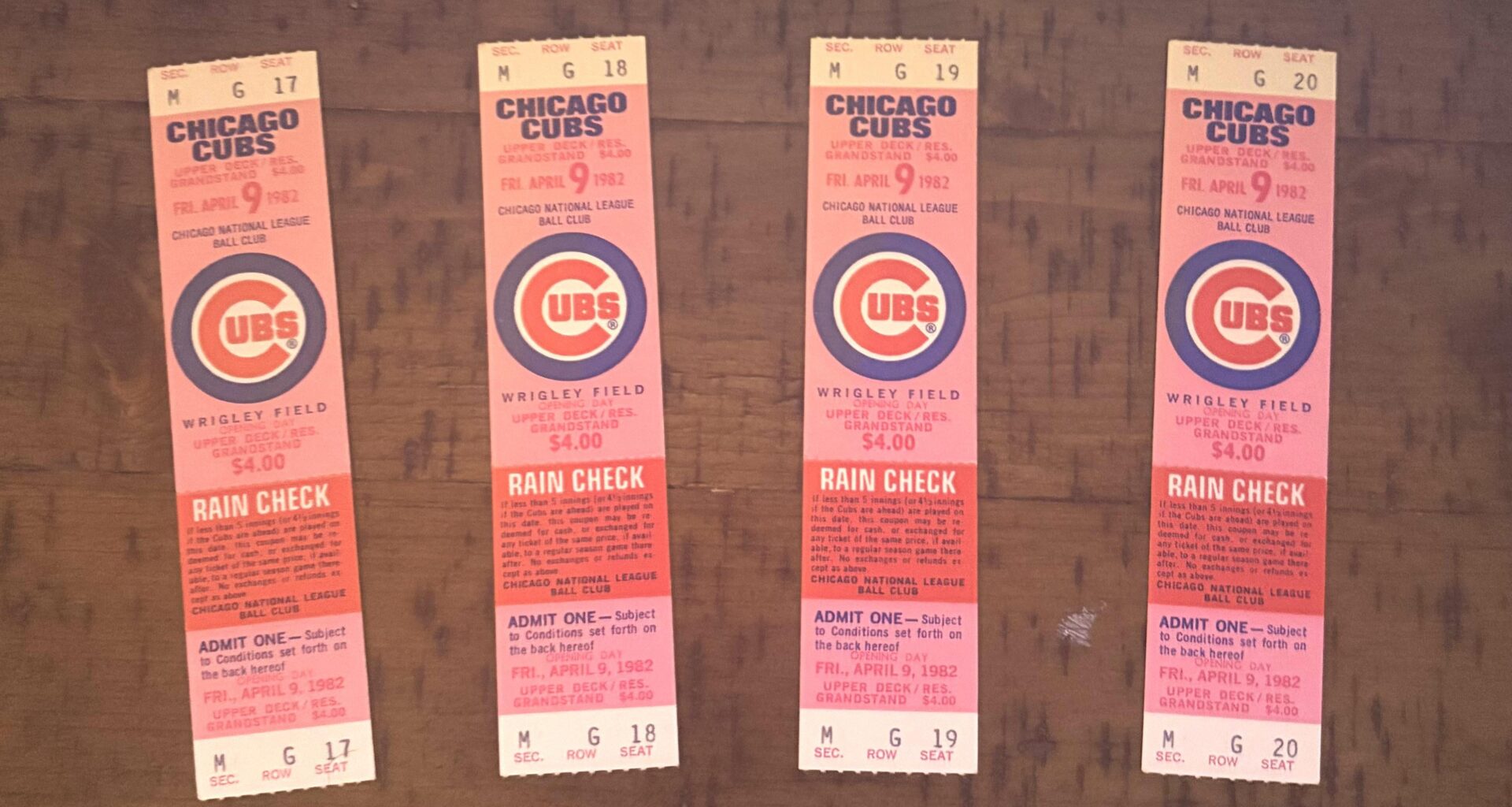 I Found 4 Unused Opening Day 1982 Tickets (Ryne Sandberg + Harry Caray’s Wrigley Debut)
