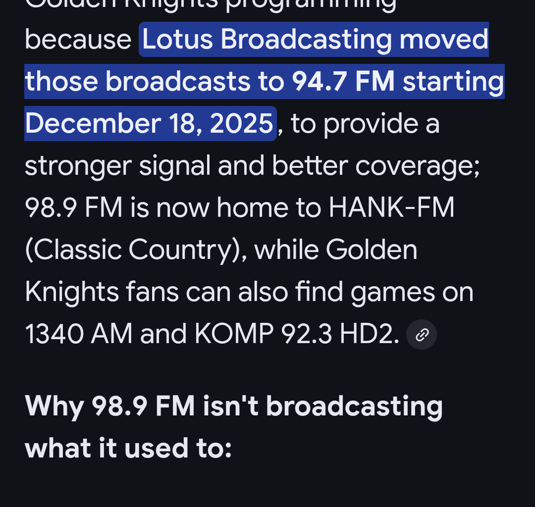 Radio station switch for VGK games.