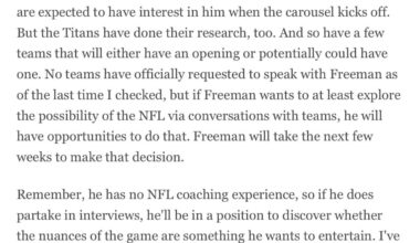 According to Jeremy Fowler, the Titans “have done their research” on Marcus Freeman