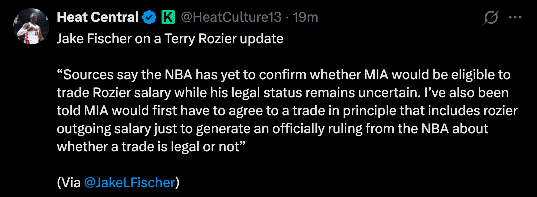 Jake Fischer on a Terry Rozier update: