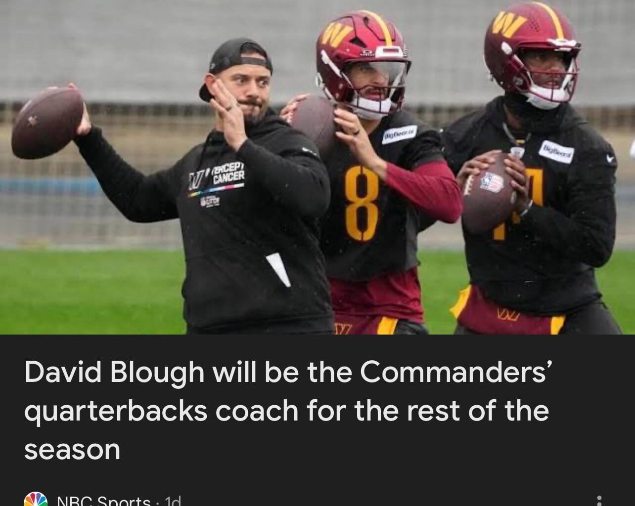 David Blough will be the Commanders’ quarterbacks coach for the rest of the season