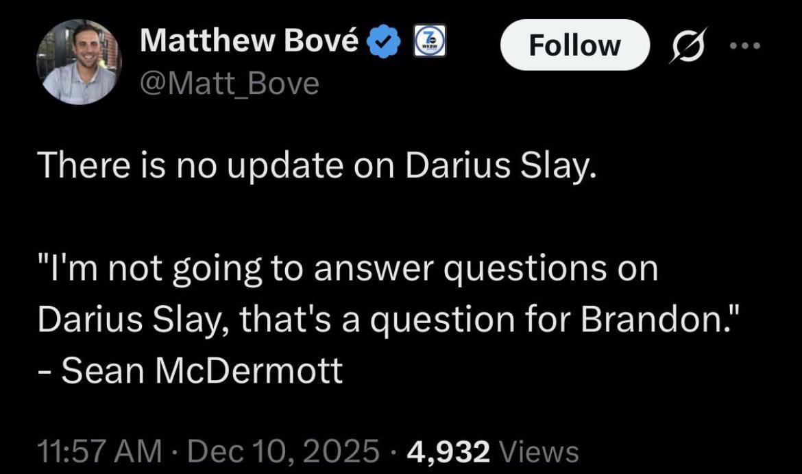 No update on Slay, per McDermott