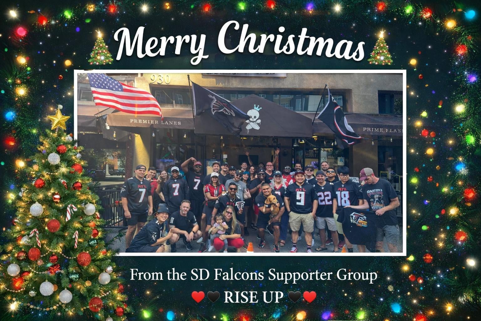 Merry Christmas from the San Diego Chapter!! Hoping all yall Dirty Bird fans are having a joyous and safe holiday!! RISE UP!!