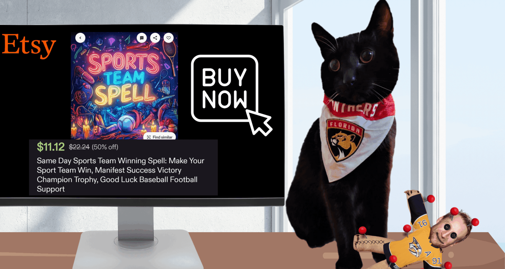 JP is getting desperate. Came home to him trying voodoo and those damn etsy witches!