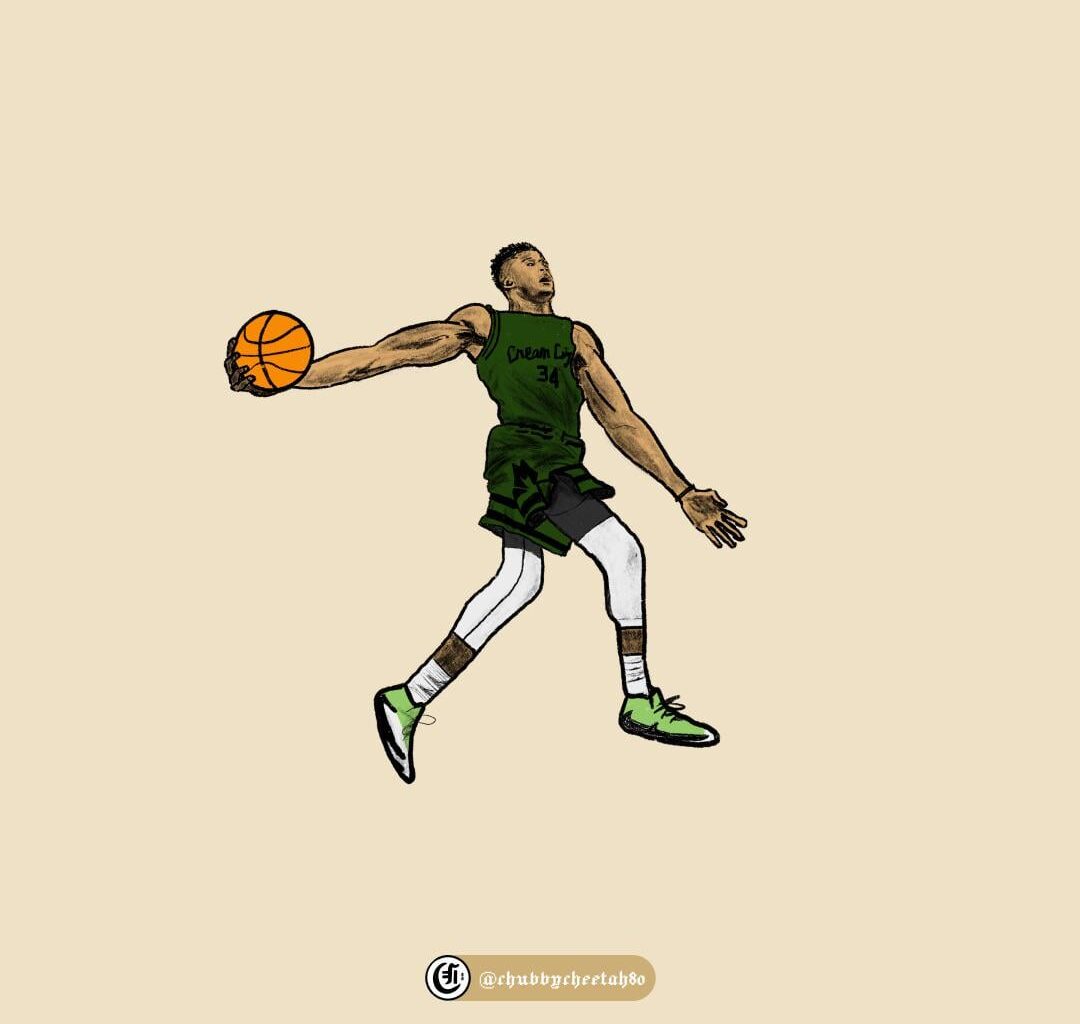 Added color to my drawing of Giannis