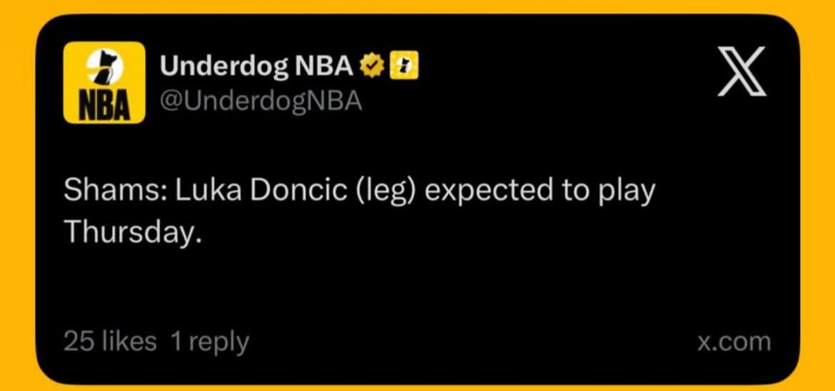 GOOD NEWS! Luka expected to play tomorrow! 💚❤️