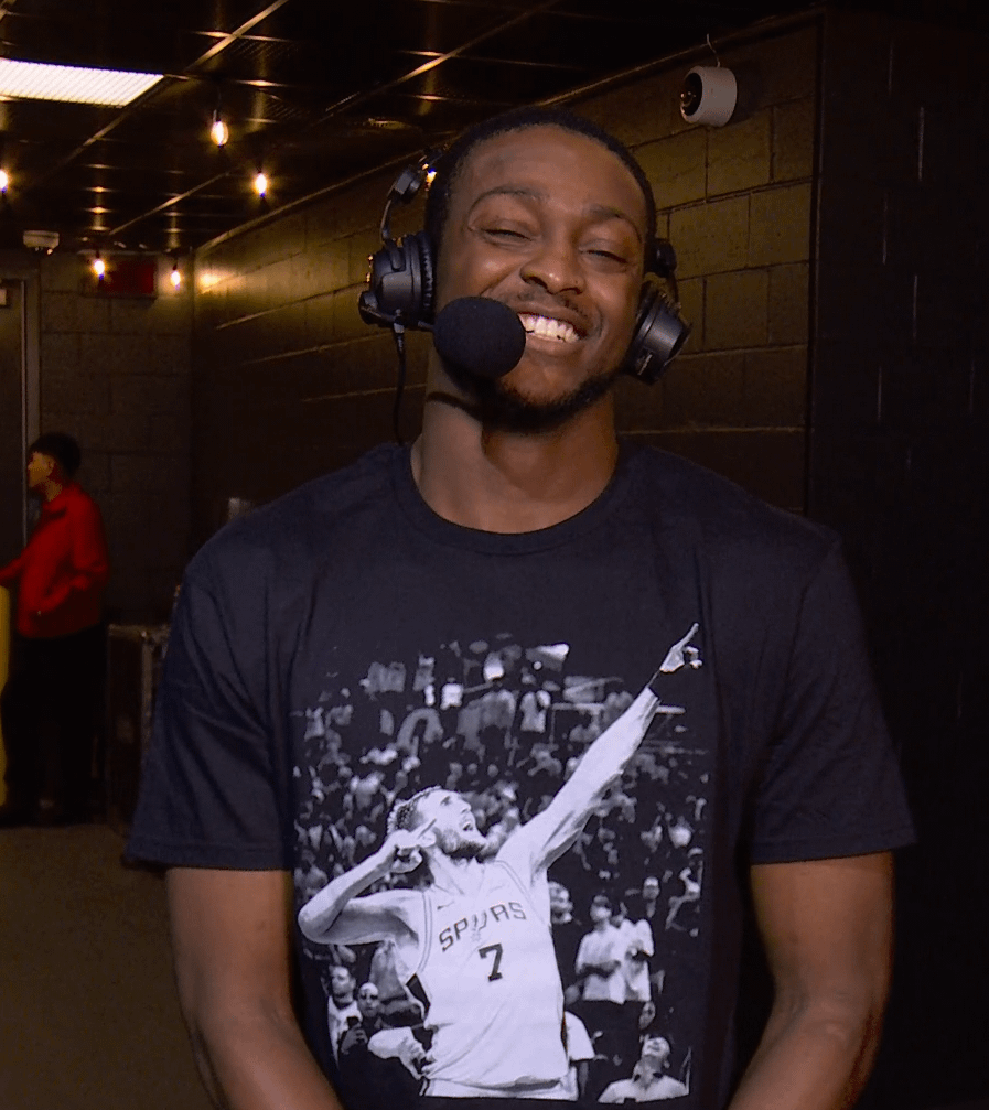 Look at our PG man. So happy here and just cheesin! Great shirt too!