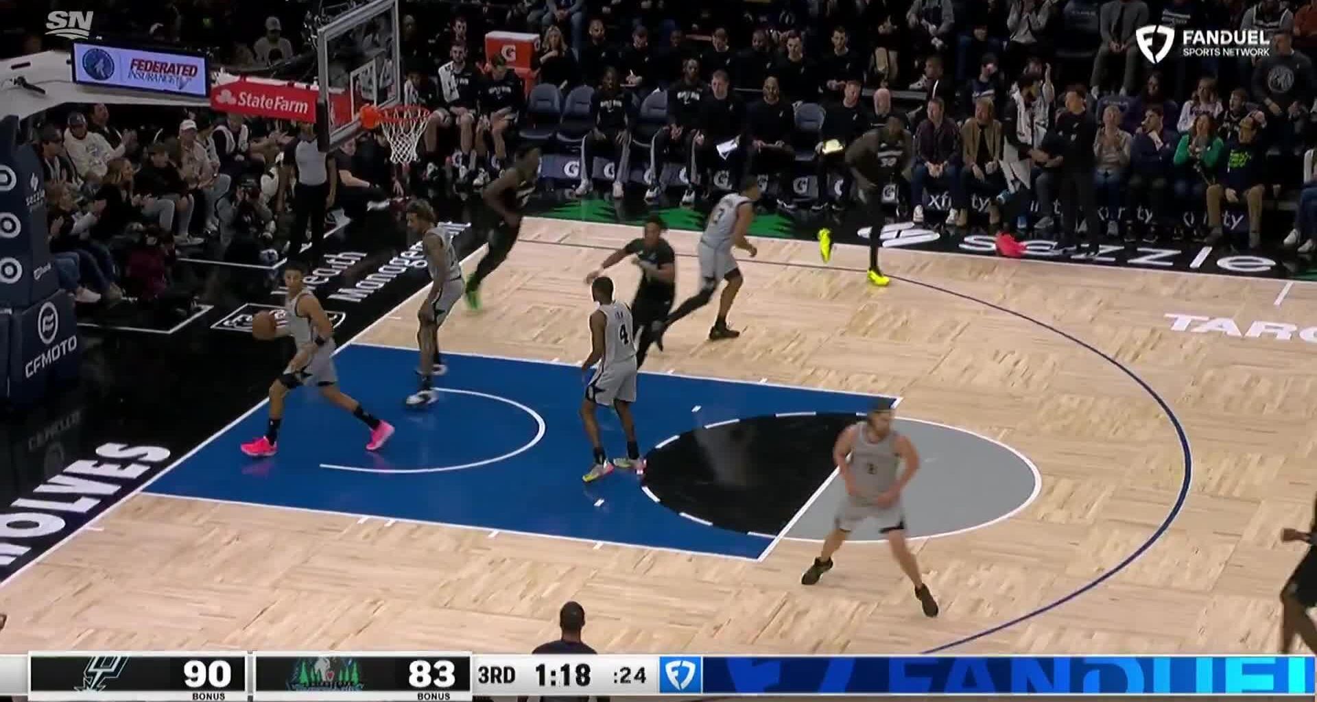 [Highlight] Ant beats the double, goes behind the back and into the reverse lay. Just a beautiful basketball move.