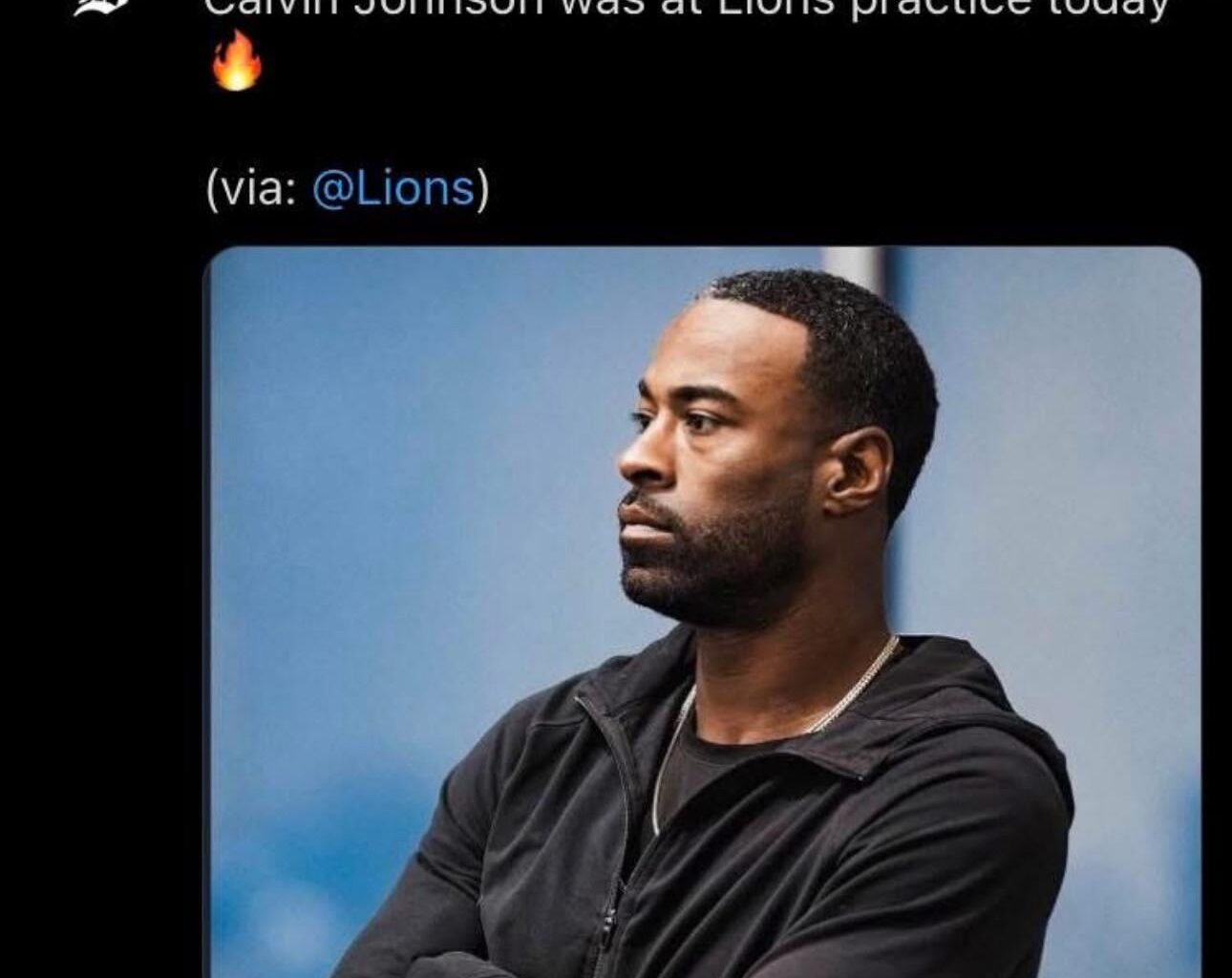 Calvin Johnson was at Lions practice today