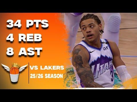 Keyonte George 34 Points/8 Assists vs Lakers Full Highlights! (12/18/2025)