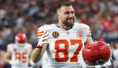 Travis Kelce (36) is the oldest player in the NFL to lead their team in receiving yards this season.
