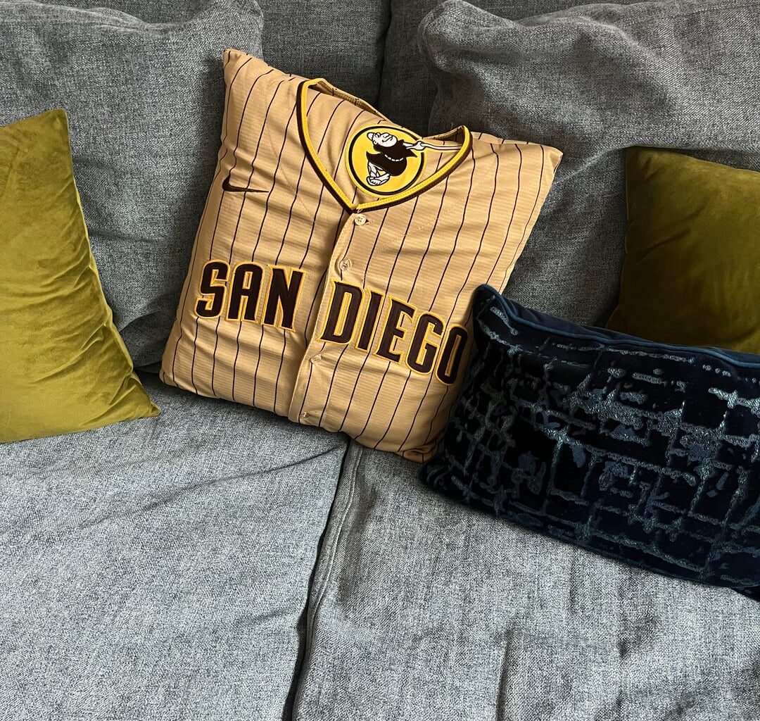 My mom turned this jersey that was too big for me into a really cool pillow for Christmas.