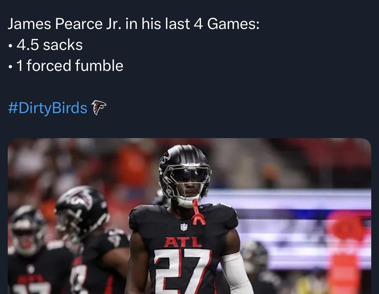 James Pearce Jr in his last 4 games.