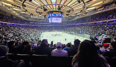 Let's try this again! Behind enemy lines at MSG for my birthday! Hoping to make these Rangers fans a little salty 🧂