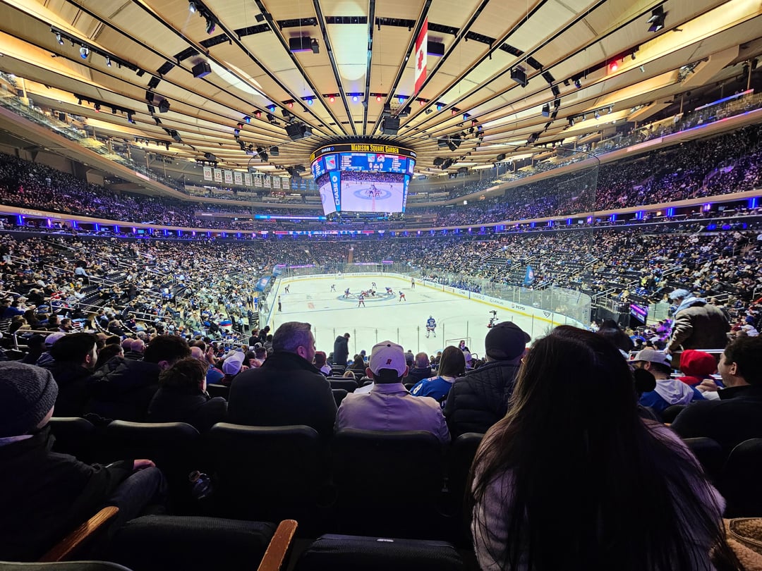 Let's try this again! Behind enemy lines at MSG for my birthday! Hoping to make these Rangers fans a little salty 🧂