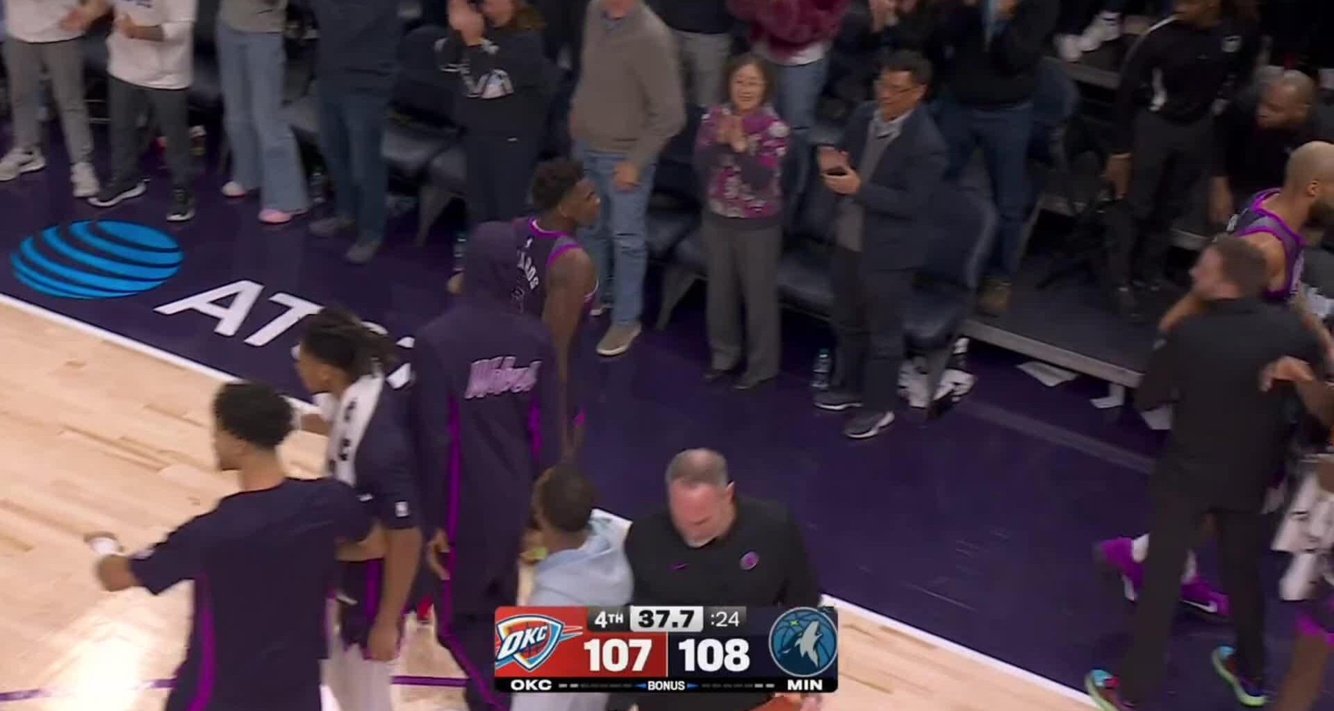 [Highlight] Anthony Edwards with the cold blooded three in crunch time and the Wolves send the pussy ass motha fuckin Thunder home with the FAT L