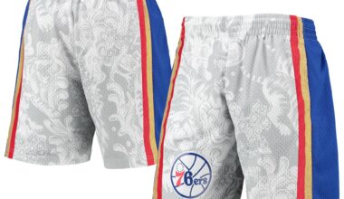 60% off Sixers Mitchell & Ness Hardwood Classics Lunar New Year Swingman Shorts