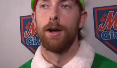 Nolan McLean was asked about being an elf with fellow young pitchers Jonah Tong and Brandon Sproat at the Mets Holiday Party: "I don't know who Nolan is, I'm just an elf"
