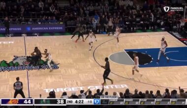 [Highlight] Crazy sequence as Gobert makes an absolutely bananas save and then Edwards hits the three from the burbs!