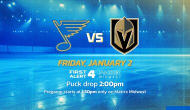 Watch Friday’s Blues game for free on First Alert 4 & Matrix Midwest
