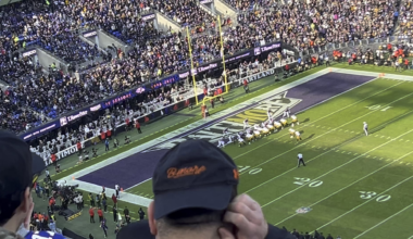 ravens fan celebrates and claps thinking that the play went to J-money but he promptly changes his tune when he realizes that A-rod morphed into a hot-rod and cruised into the end zone