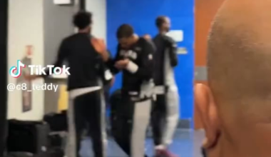 The team vibing to Party in the U.S.A. before the Orlando game